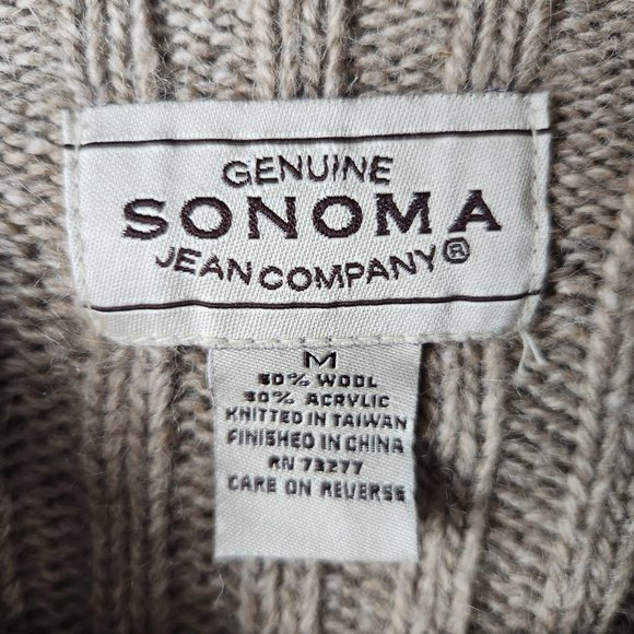 Vintage Mens Wool Blend Rib Knit Mock Neck Chunky Oversized Sweater Size Medium - Picture 4 of 10